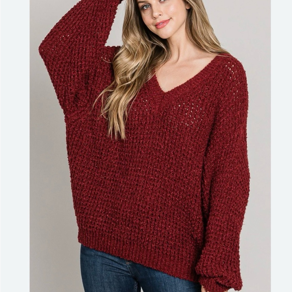 Elegant Maroon Knit Sweater